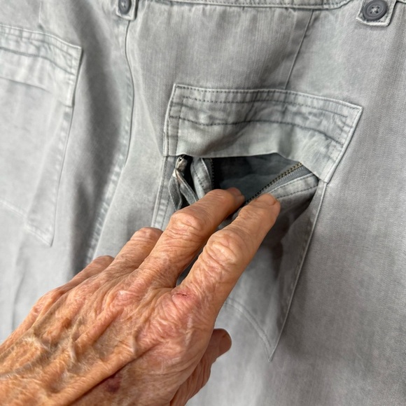 Sundance Evenfall Cargo Pants Drawstring Zippers Tencel Lt Grey Women’s Size 12P - Picture 6 of 16